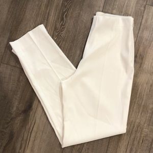 LAUREN VIDAL High-Rise Side Zip Fitted Pants w/Stretch - Made In France